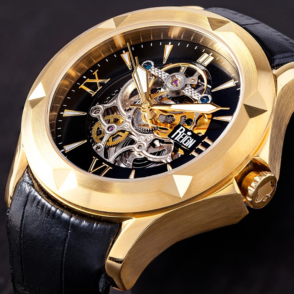 NWT Automatic Skeleton Dial Leather Band Watch